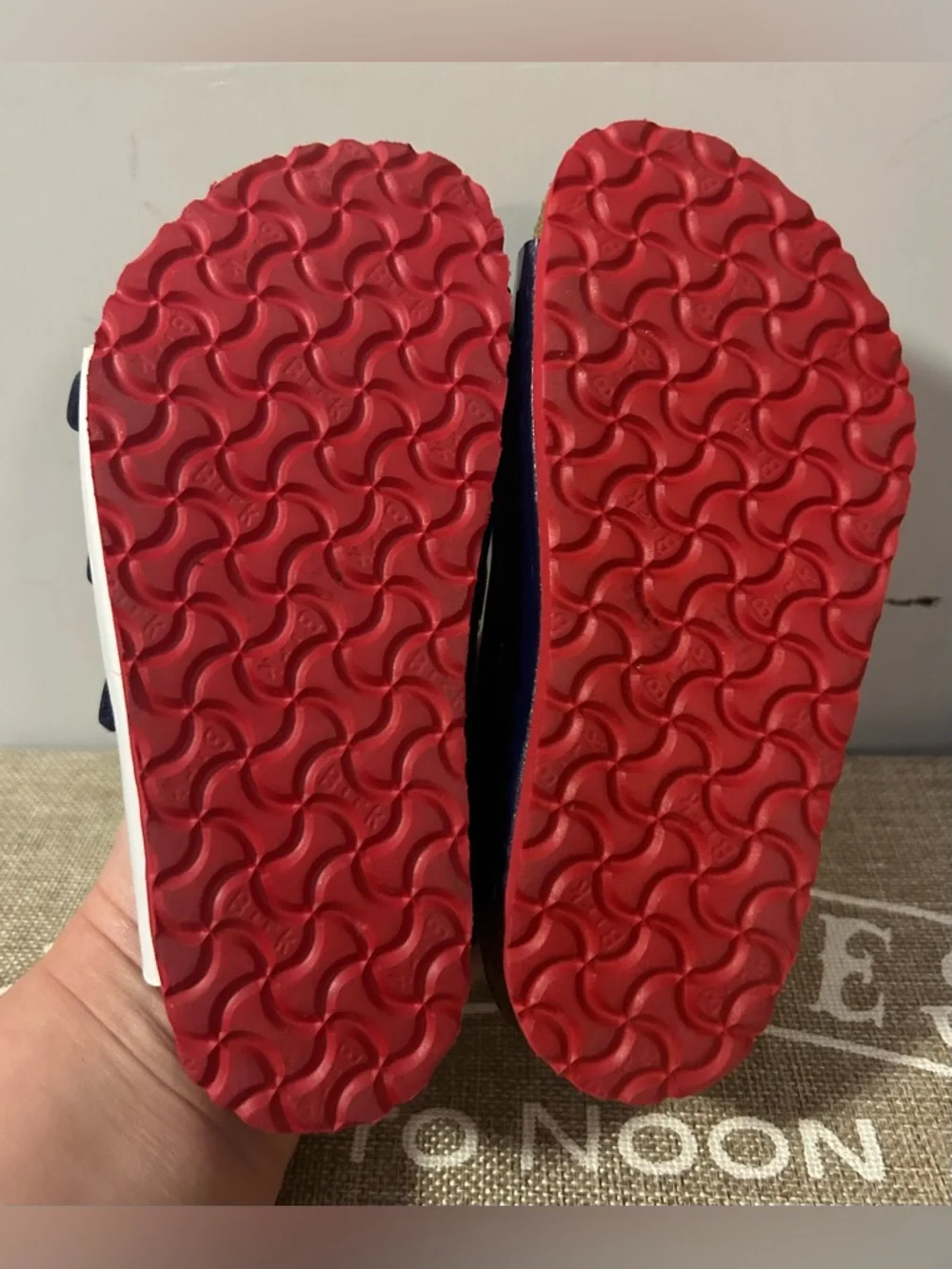 Kids Birkenstock Florida Style Navy, White & Red Triple-Buckle Sandals